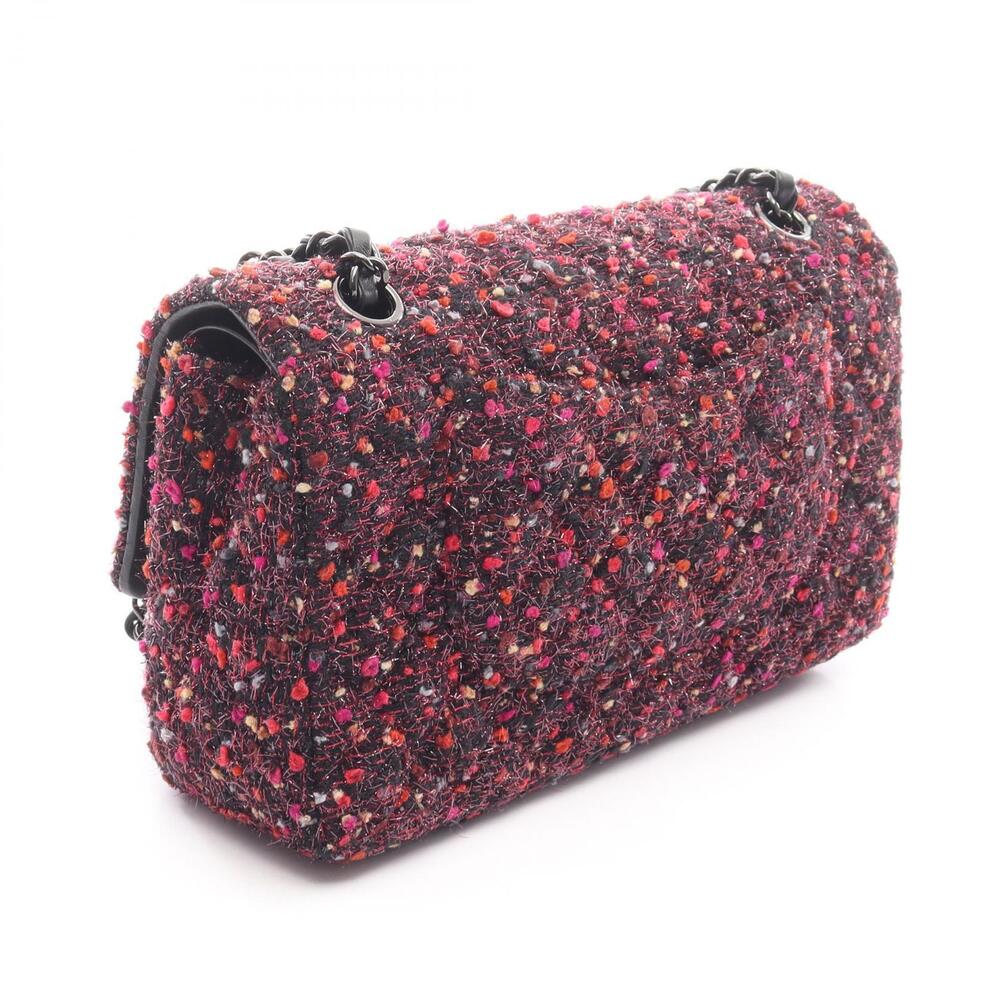 Chanel Pink Double Shoulder Bag Matelasse Flap Multicolor Black Pink Black